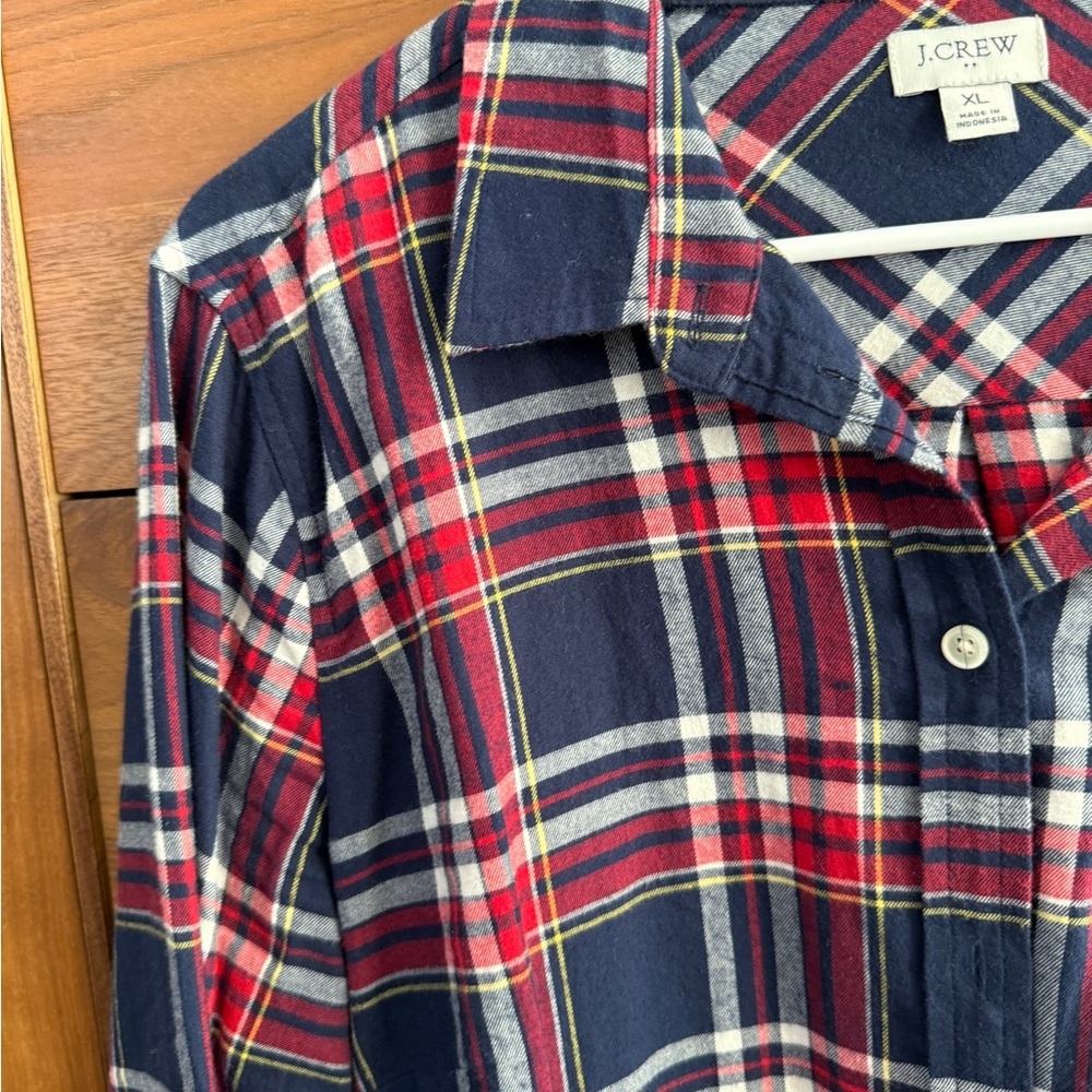 J.Crew | Women's Red & Blue Plaid‎ Flannel Shirt BC857 Size XL - Picture 2 of 12